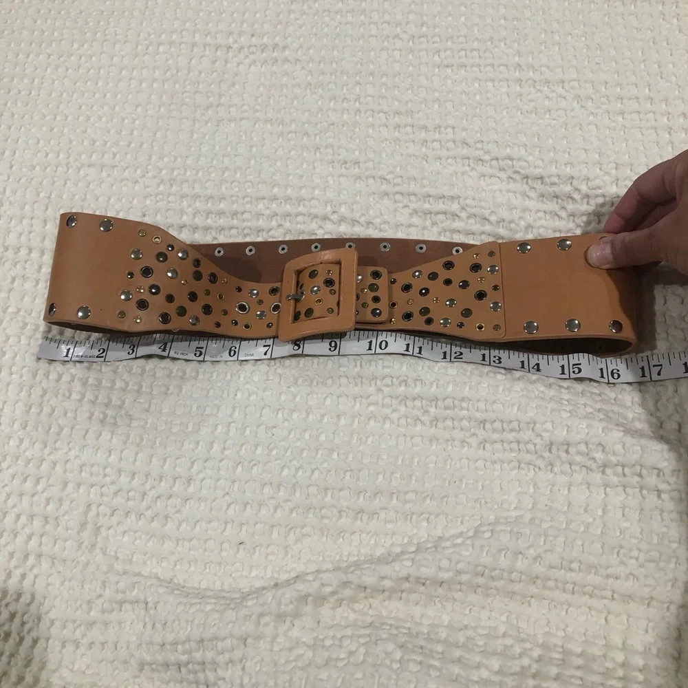 Calvin Klein Tan Leather Studded Belt Sz.‎ M